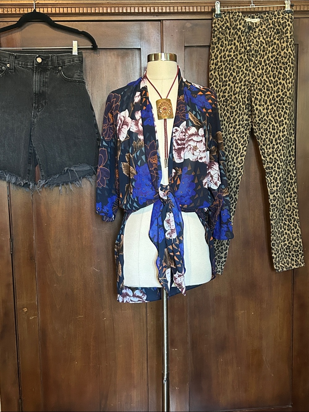 AKIRA Blue Floral Kimono Duster M - Picture 7 of 8